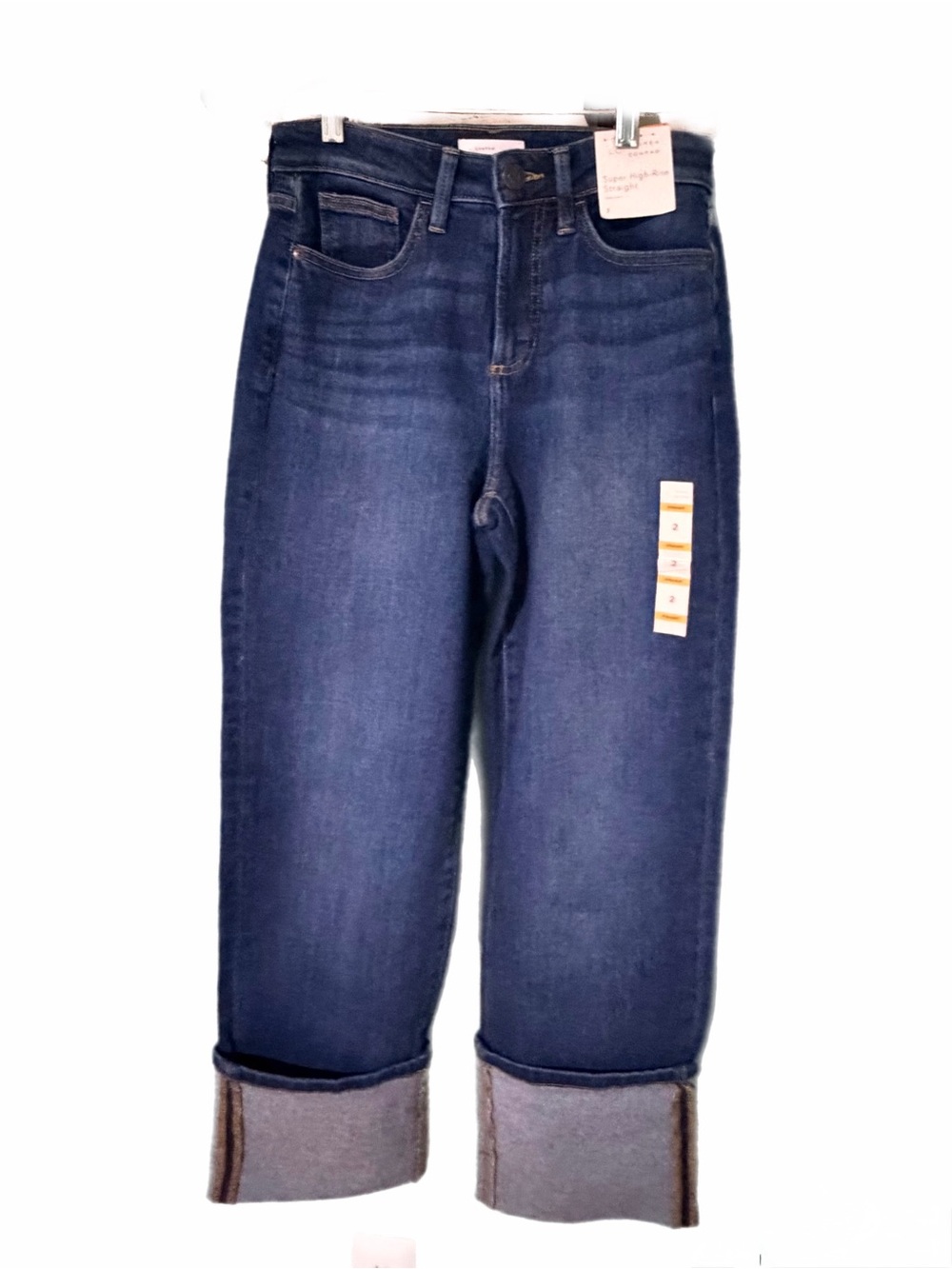 NWT Women's LC Lauren Conrad Super High Rise Straight Jeans W Folded Cuff Sz 2